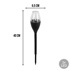 Lampa ogrodowa solarna, efekt płomienia, wbijana, tworzywo sztuczne, 1x LED, Ø 6,5 x 40 cm