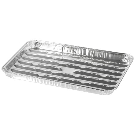 Tacki aluminiowe do grilla, prostokątne, perforowane, zestaw 3 szt., 34x23x2,5 cm