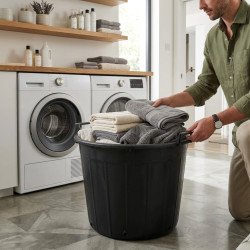 Pojemnik ogrodowy okrągły plastikowy perforowany z uchwytami, 50 l, średnica 50 cm, wysokość 41 cm