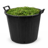 Pojemnik ogrodowy okrągły perforowany z uchwytami, plastikowy, czarny, 155 l, śr. 75 cm, wys. 51 cm