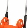Wózek na wąż ogrodowy, metalowy stelaż, plastikowy bęben, na kołach, rączka teleskopowa 57,5-95 cm, 50 m węża 1/2 cala