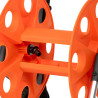Wózek na wąż ogrodowy, metalowy stelaż, plastikowy bęben, na kołach, rączka teleskopowa 57,5-95 cm, 50 m węża 1/2 cala
