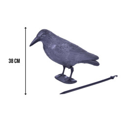 Odstraszacz ptaków, kruk czarny, plastikowy, wys. 38 cm, na ptaki, do ogrodu, balkonu i tarasu