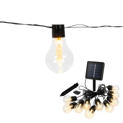 Girlanda ogrodowa solarna LED, 10 żarówek, czujnik zmierzchu, dł. 2,7 m, kabel 3 m, żarówki 6x9 cm
