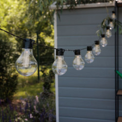 Girlanda ogrodowa solarna LED, 10 żarówek, czujnik zmierzchu, dł. 2,7 m, kabel 3 m, żarówki 6x9 cm