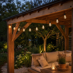 Girlanda ogrodowa solarna LED, 10 żarówek, czujnik zmierzchu, dł. 2,7 m, kabel 3 m, żarówki 6x9 cm